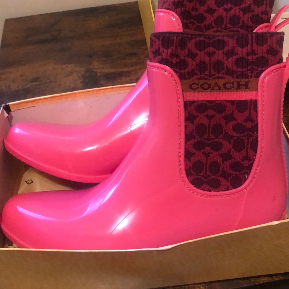 Pink Rubber Rainboots by Coach!!!